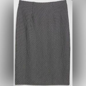 NWT LOFT MIDI Pencil Skirt Black White Pull On Stretch Knit Size XL